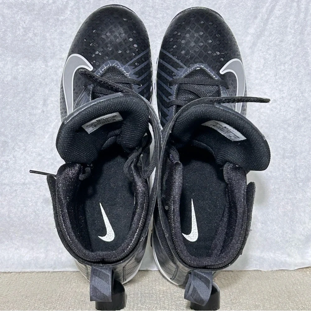 Nike Strike Shark Mens Black/White/Grey Hi-Top Football Cleats Shoes SZ 10
